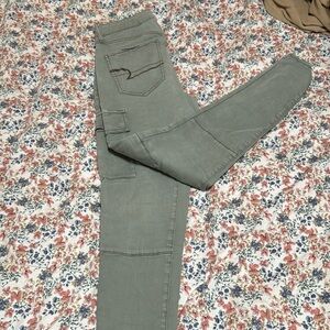 American Eagle hi rise jegging navy green.